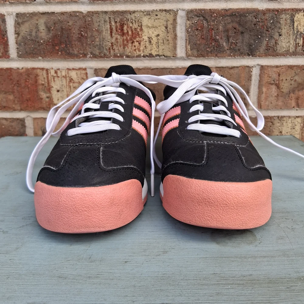 Adidas Samoa Trefoil Sneakers Black Pink Retro Trainers Women’s 8.5 Casual - Picture 4 of 12